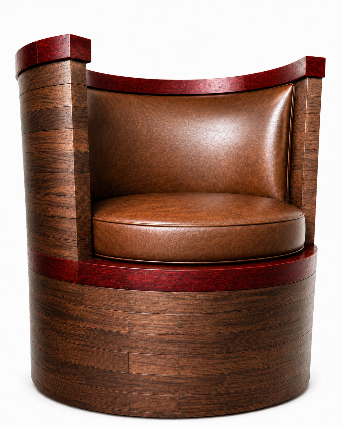 Our newest build — the Cirque Chair, segmented walnut and leather
